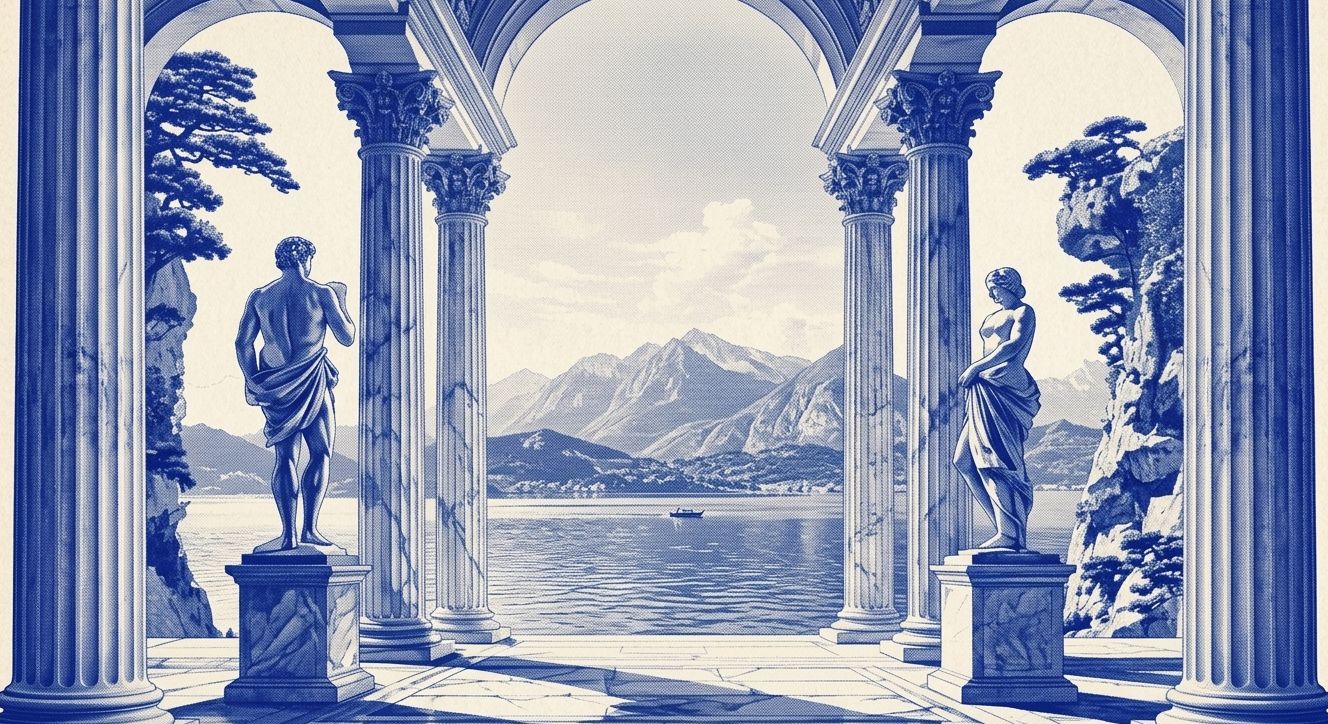 Classical Italian Colonnade Villa Artwork